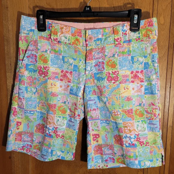 Lilly Pulitzer Bermuda 10" Inseam Pastel Shorts, State of Mind, Sz 2, S. - Picture 1 of 3